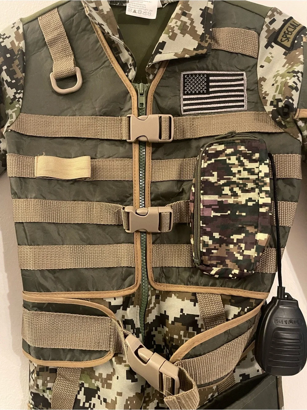 Kids Olive Digital Camo Tactical Costume with Utility Vest